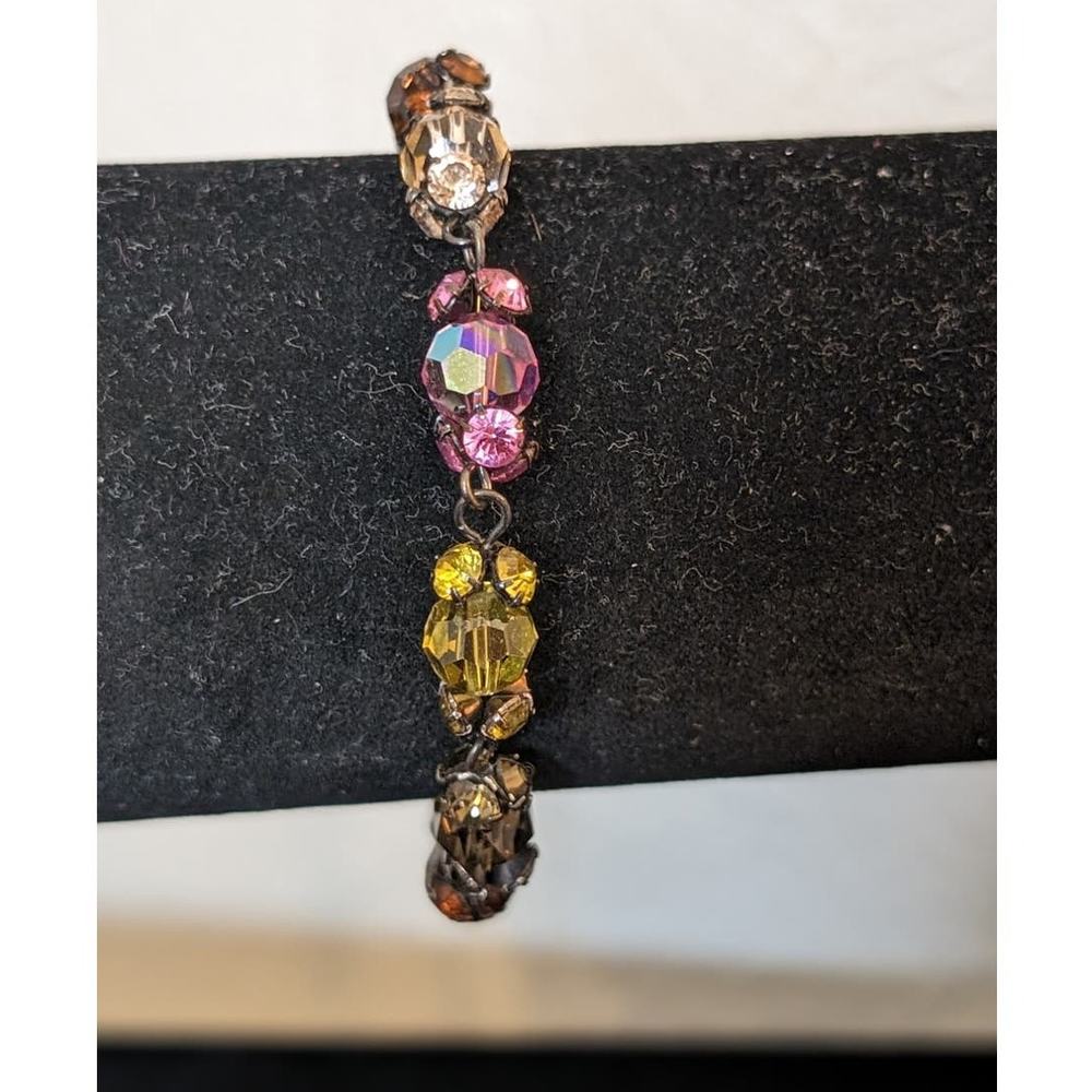 Colorful Antiqued Crystal Bracelet with BD or DB Hangtag & One Matching Earring